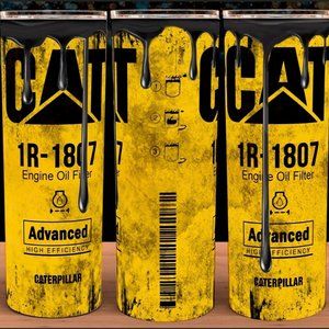 Cat Caterpillar Grunge Distressed Oil Filter Tumbler 20oz